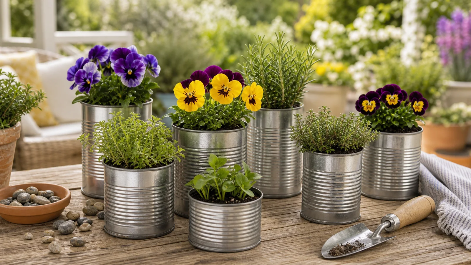 Spring Gardening Tin Cans for Small Planters